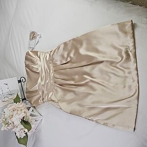 David's Bridal Sleeveless Gold Dress Wedding Prom Mother of The Bride